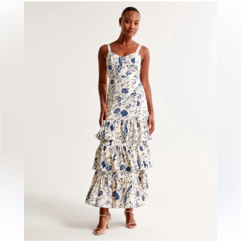 Abercrombie & Fitch Blue and White Floral Maxi Dress